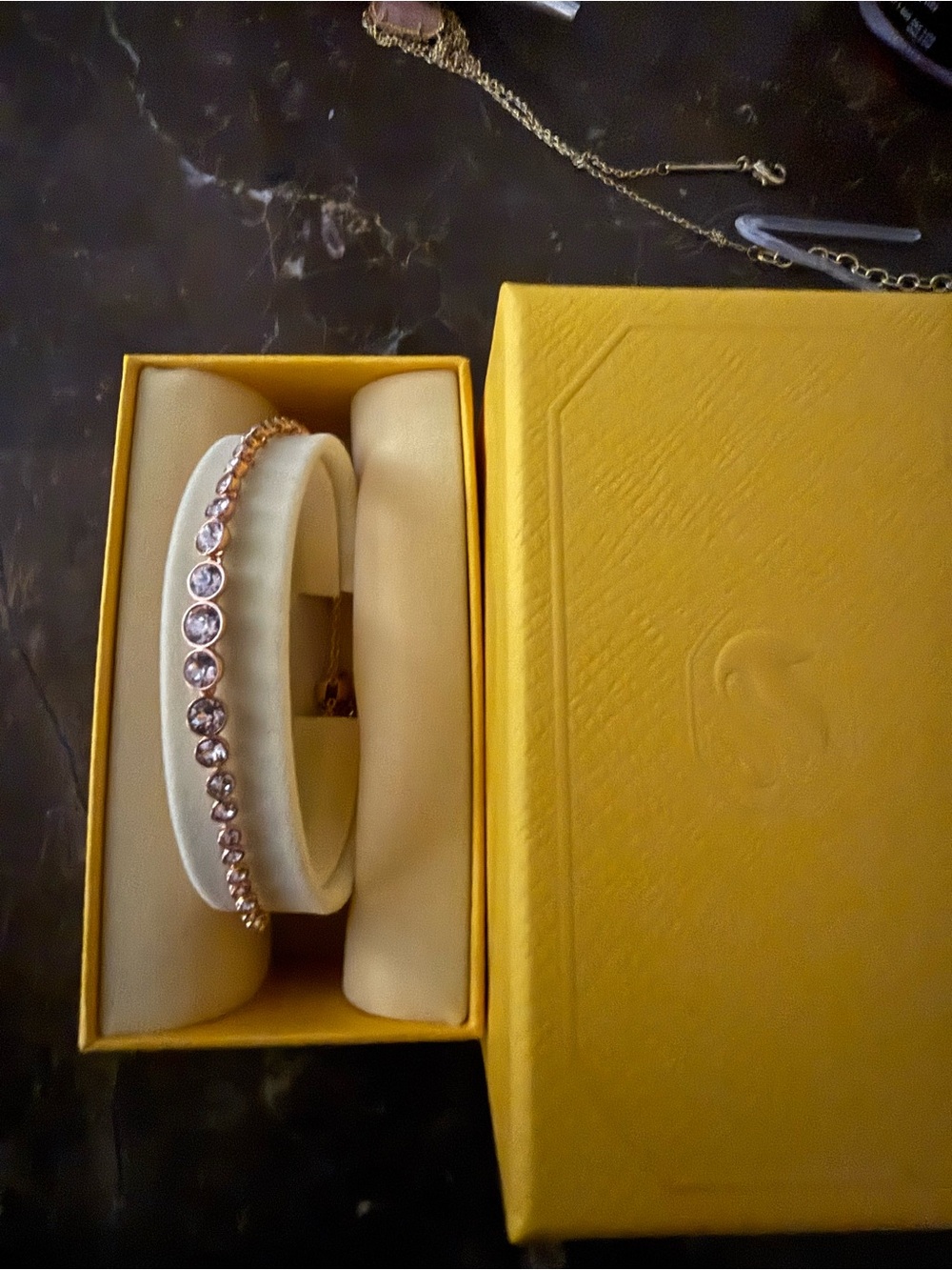 Swarovski White and Yellow Jewelry Case with Swan Logo